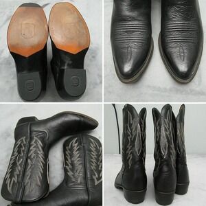 Dan Post Ostrich Boots Men 9M Black Leather Heel Quill Western Rodeo‎ DP3766 Y2K